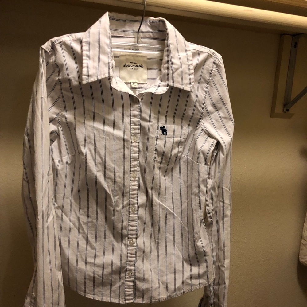 Stretch Button Up Striped Shirt by Abercrombie XL